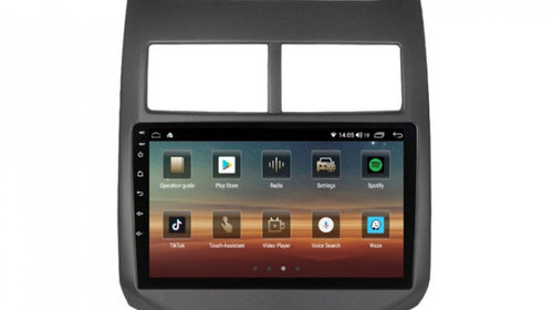 Navigatie dedicata cu Android Chevrolet Aveo 2011 - 2014, 6GB RAM, Radio GPS Dual Zone, Display HD IPS 9" Touchscreen, Internet Wi-Fi si slot SIM 4G, Bluetooth, MirrorLink, USB, Waze