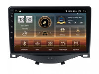 Navigatie dedicata cu Android Citroen C1 II 2014 - 2022, 4GB RAM, Radio GPS Dual Zone, Display HD IPS 9" Touchscreen, Internet Wi-Fi si slot SIM 4G, Bluetooth, MirrorLink, USB, Waze