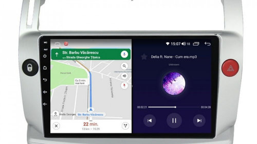 Navigatie dedicata cu Android Citroen C4 I 2004 - 2009, 8GB RAM, Radio GPS Dual Zone, Display HD IPS 9" Touchscreen, Internet Wi-Fi si slot SIM 4G, Bluetooth, MirrorLink, USB, Waze