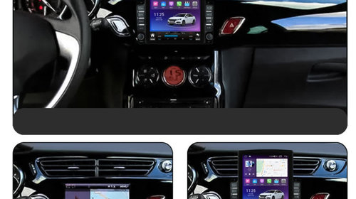 Navigatie dedicata cu Android Citroen DS3 2009 - 2018, negru, 4GB RAM, Radio GPS Dual Zone, Touchscreen IPS 9.7" HD tip Tesla, Internet Wi-Fi si slot SIM 4G, Bluetooth, MirrorLink, USB, Waze