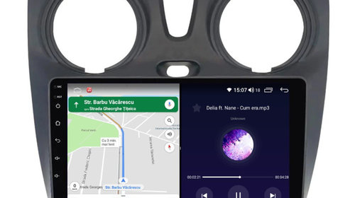 Navigatie dedicata cu Android Dacia Lodgy dupa 2012, 6GB RAM, Radio GPS Dual Zone, Display HD IPS 9" Touchscreen, Internet Wi-Fi si slot SIM 4G, Bluetooth, MirrorLink, USB, Waze