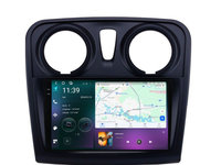 Navigatie dedicata cu Android Dacia Sandero II 2012 - 2020, 12GB RAM, Radio GPS Dual Zone, Display 2K QLED 9.5" Touchscreen, Internet Wi-Fi si slot SIM 4G, Bluetooth, MirrorLink, USB, Waze