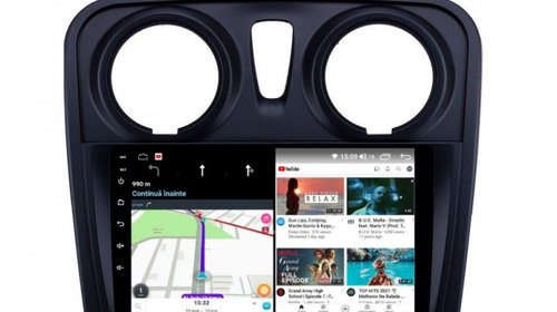 Navigatie dedicata cu Android Dacia Sandero II 2012 - 2020, 8GB RAM, Radio GPS Dual Zone, Display HD IPS 9" Touchscreen, Internet Wi-Fi si slot SIM 4G, Bluetooth, MirrorLink, USB, Waze