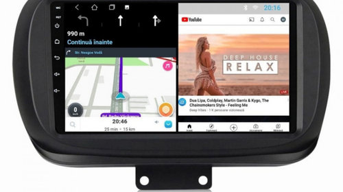 Navigatie dedicata cu Android Fiat 500X dupa 2014, 2GB RAM, Radio GPS Dual Zone, Display HD IPS 9" Touchscreen, Internet Wi-Fi, Bluetooth, MirrorLink, USB, Waze