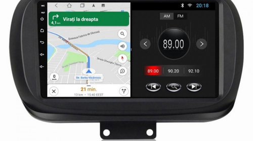 Navigatie dedicata cu Android Fiat 500X dupa 2014, 2GB RAM, Radio GPS Dual Zone, Display HD IPS 9" Touchscreen, Internet Wi-Fi, Bluetooth, MirrorLink, USB, Waze