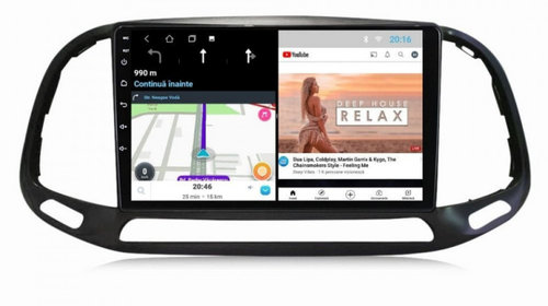 Navigatie dedicata cu Android Fiat Doblo dupa 2015, 2GB RAM, Radio GPS Dual Zone, Display HD IPS 9" Touchscreen, Internet Wi-Fi, Bluetooth, MirrorLink, USB, Waze