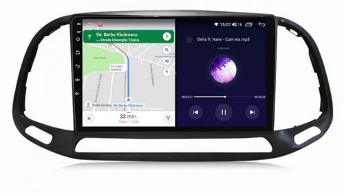 Navigatie dedicata cu Android Fiat Doblo dupa 2015, 6GB RAM, Radio GPS Dual Zone, Display HD IPS 9" Touchscreen, Internet Wi-Fi si slot SIM 4G, Bluetooth, MirrorLink, USB, Waze