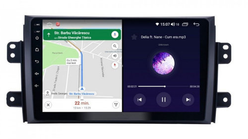 Navigatie dedicata cu Android Fiat Sedici 2006 - 2015, 8GB RAM, Radio GPS Dual Zone, Display HD IPS 9" Touchscreen, Internet Wi-Fi si slot SIM 4G, Bluetooth, MirrorLink, USB, Waze