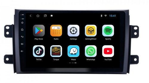 Navigatie dedicata cu Android Fiat Sedici 2006 - 2015, 2GB RAM, Radio GPS Dual Zone, Display HD IPS 9" Touchscreen, Internet Wi-Fi, Bluetooth, MirrorLink, USB, Waze