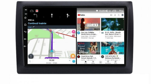 Navigatie dedicata cu Android Fiat Stilo 2001 - 2011, 6GB RAM, Radio GPS Dual Zone, Display HD IPS 9" Touchscreen, Internet Wi-Fi si slot SIM 4G, Bluetooth, MirrorLink, USB, Waze
