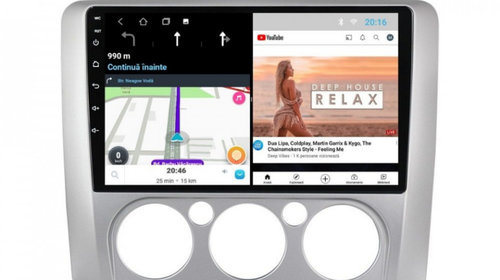 Navigatie dedicata cu Android Ford Focus II 2004 - 2011, clima manuala, 1GB RAM, Radio GPS Dual Zone, Display HD IPS 9" Touchscreen, Internet Wi-Fi, Bluetooth, MirrorLink, USB, Waze