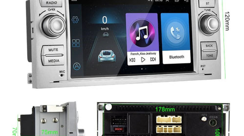 Navigatie dedicata cu Android Ford Kuga I 2008 - 2012, gri, 2GB RAM, Radio GPS Dual Zone, Display HD 7" Touchscreen, Internet Wi-Fi, Bluetooth, MirrorLink, USB, Waze