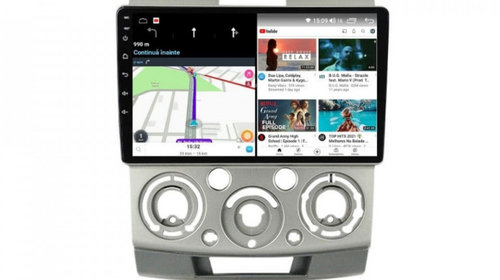 Navigatie dedicata cu Android Ford Ranger 2005 - 2011, 4GB RAM, Radio GPS Dual Zone, Display HD IPS 9" Touchscreen, Internet Wi-Fi si slot SIM 4G, Bluetooth, MirrorLink, USB, Waze