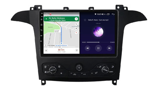 Navigatie dedicata cu Android Ford S-Max I / Galaxy II 2006 - 2015 cu navigatie originala, 8GB RAM, Radio GPS Dual Zone, Display HD IPS 9" Touchscreen, Internet Wi-Fi si slot SIM 4G, Bluetooth, MirrorLink, USB, Waze