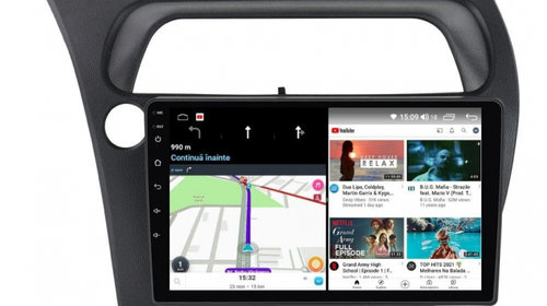 Navigatie dedicata cu Android Honda Civic VIII Hatchback 2006 - 2011, 3GB RAM, Radio GPS Dual Zone, Display HD IPS 9" Touchscreen, Internet Wi-Fi si slot SIM 4G, Bluetooth, MirrorLink, USB, Waze