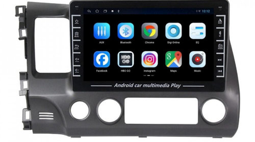 Navigatie dedicata cu Android Honda Civic VIII Sedan 2006 - 2011, 1GB RAM, Radio GPS Dual Zone, Display HD IPS 8" Touchscreen, Internet Wi-Fi, Bluetooth, MirrorLink, USB, Waze