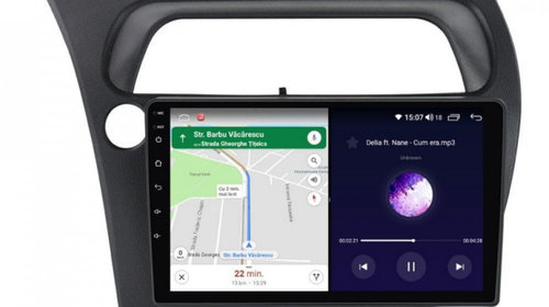 Navigatie dedicata cu Android Honda Civic VIII Hatchback 2006 - 2011, 4GB RAM, Radio GPS Dual Zone, Display HD IPS 9" Touchscreen, Internet Wi-Fi si slot SIM 4G, Bluetooth, MirrorLink, USB, Waze