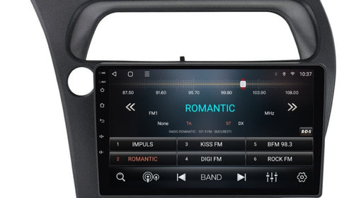 Navigatie dedicata cu Android Honda Civic VIII Hatchback 2006 - 2011, 3GB RAM, Radio GPS Dual Zone, Display HD IPS 9" Touchscreen, Internet Wi-Fi si slot SIM 4G, Bluetooth, MirrorLink, USB, Waze