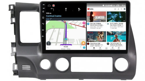 Navigatie dedicata cu Android Honda Civic VIII Sedan 2006 - 2011, 3GB RAM, Radio GPS Dual Zone, Display HD IPS 10" Touchscreen, Internet Wi-Fi si slot SIM 4G, Bluetooth, MirrorLink, USB, Waze