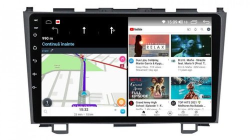 Navigatie dedicata cu Android Honda CR-V III 2006 - 2012, 6GB RAM, Radio GPS Dual Zone, Display HD IPS 9" Touchscreen, Internet Wi-Fi si slot SIM 4G, Bluetooth, MirrorLink, USB, Waze