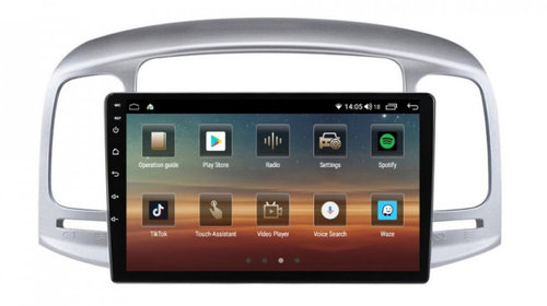 Navigatie dedicata cu Android Hyundai Accent III 2005 - 2010, 6GB RAM, Radio GPS Dual Zone, Display HD IPS 9" Touchscreen, Internet Wi-Fi si slot SIM 4G, Bluetooth, MirrorLink, USB, Waze