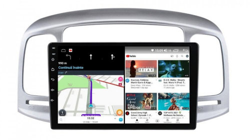 Navigatie dedicata cu Android Hyundai Accent III 2005 - 2010, 6GB RAM, Radio GPS Dual Zone, Display HD IPS 9" Touchscreen, Internet Wi-Fi si slot SIM 4G, Bluetooth, MirrorLink, USB, Waze