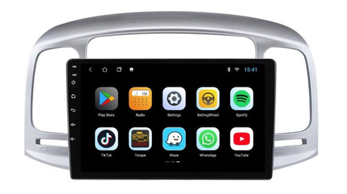 Navigatie dedicata cu Android Hyundai Accent III 2005 - 2010, 2GB RAM, Radio GPS Dual Zone, Display HD IPS 9" Touchscreen, Internet Wi-Fi si slot SIM 4G, Bluetooth, MirrorLink, USB, Waze