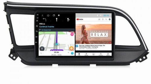 Navigatie dedicata cu Android Hyundai Elantra VI 2019 - 2020, 2GB RAM, Radio GPS Dual Zone, Display HD IPS 9" Touchscreen, Internet Wi-Fi, Bluetooth, MirrorLink, USB, Waze