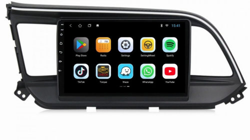 Navigatie dedicata cu Android Hyundai Elantra VI 2019 - 2020, 2GB RAM, Radio GPS Dual Zone, Display HD IPS 9" Touchscreen, Internet Wi-Fi, Bluetooth, MirrorLink, USB, Waze