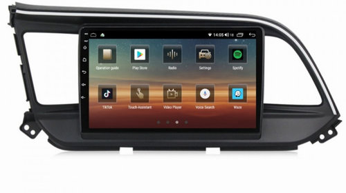 Navigatie dedicata cu Android Hyundai Elantra VI 2019 - 2020, 6GB RAM, Radio GPS Dual Zone, Display HD IPS 9" Touchscreen, Internet Wi-Fi si slot SIM 4G, Bluetooth, MirrorLink, USB, Waze