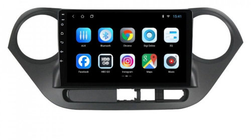 Navigatie dedicata cu Android Hyundai i10 2013 - 2019, 2GB RAM, Radio GPS Dual Zone, Display HD IPS 9" Touchscreen, Internet Wi-Fi, Bluetooth, MirrorLink, USB, Waze