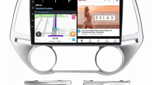 Navigatie dedicata cu Android Hyundai i20 2012 - 2014, 1GB RAM, Radio GPS Dual Zone, Display HD IPS 9" Touchscreen, Internet Wi-Fi, Bluetooth, MirrorLink, USB, Waze