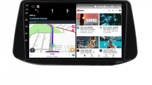 Navigatie dedicata cu Android Hyundai i30 dupa 2017, 4GB RAM, Radio GPS Dual Zone, Display HD IPS 9" Touchscreen, Internet Wi-Fi si slot SIM 4G, Bluetooth, MirrorLink, USB, Waze