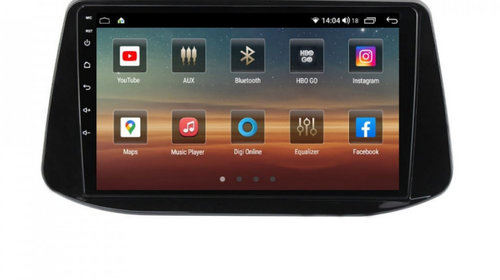 Navigatie dedicata cu Android Hyundai i30 dupa 2017, 4GB RAM, Radio GPS Dual Zone, Display HD IPS 9" Touchscreen, Internet Wi-Fi si slot SIM 4G, Bluetooth, MirrorLink, USB, Waze