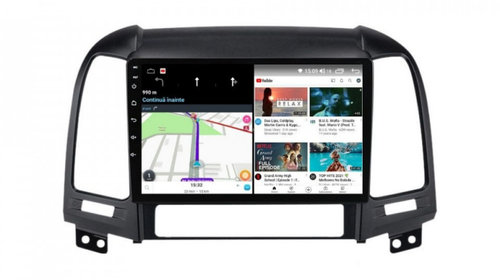 Navigatie dedicata cu Android Hyundai Santa Fe II 2006 - 2012, 6GB RAM, Radio GPS Dual Zone, Display HD IPS 9" Touchscreen, Internet Wi-Fi si slot SIM 4G, Bluetooth, MirrorLink, USB, Waze