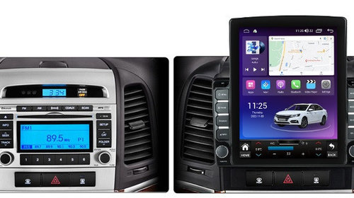 Navigatie dedicata cu Android Hyundai Santa Fe II 2006 - 2012, 4GB RAM, Radio GPS Dual Zone, Touchscreen IPS 9.7" HD tip Tesla, Internet Wi-Fi si slot SIM 4G, Bluetooth, MirrorLink, USB, Waze