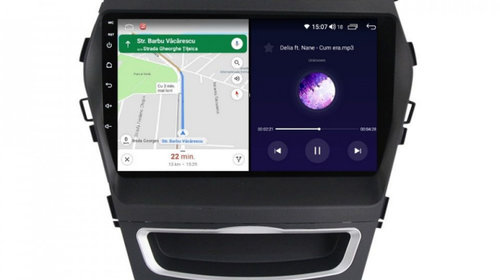 Navigatie dedicata cu Android Hyundai Santa Fe III / Grand Santa Fe 2012 - 2018, 6GB RAM, Radio GPS Dual Zone, Display HD IPS 9" Touchscreen, Internet Wi-Fi si slot SIM 4G, Bluetooth, MirrorLink, USB, Waze