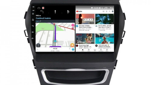 Navigatie dedicata cu Android Hyundai Santa Fe III / Grand Santa Fe 2012 - 2018, 6GB RAM, Radio GPS Dual Zone, Display HD IPS 9" Touchscreen, Internet Wi-Fi si slot SIM 4G, Bluetooth, MirrorLink, USB, Waze