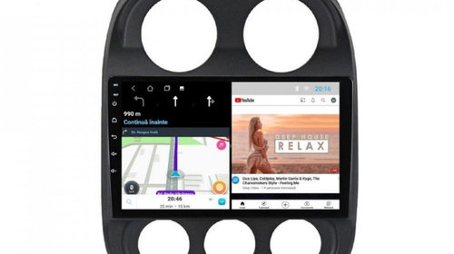 Navigatie dedicata cu Android Jeep Compass I 2011 - 2016, 2GB RAM, Radio GPS Dual Zone, Display HD IPS 10" Touchscreen, Internet Wi-Fi, Bluetooth, MirrorLink, USB, Waze