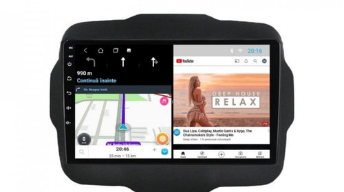 Navigatie dedicata cu Android Jeep Renegade dupa 2014, 1GB RAM, Radio GPS Dual Zone, Display HD IPS 9" Touchscreen, Internet Wi-Fi, Bluetooth, MirrorLink, USB, Waze