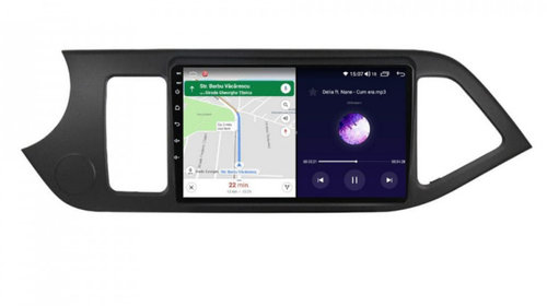 Navigatie dedicata cu Android Kia Picanto II 2011 - 2017, 4GB RAM, Radio GPS Dual Zone, Display HD IPS 9" Touchscreen, Internet Wi-Fi si slot SIM 4G, Bluetooth, MirrorLink, USB, Waze