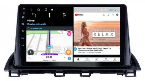 Navigatie dedicata cu Android Mazda 3 2013 - 2019, 2GB RAM, Radio GPS Dual Zone, Display HD IPS 9" Touchscreen, Internet Wi-Fi, Bluetooth, MirrorLink, USB, Waze