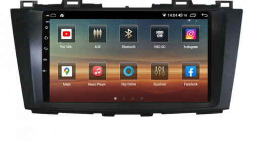 Navigatie dedicata cu Android Mazda 5 2010 - 2017, 6GB RAM, Radio GPS Dual Zone, Display HD IPS 9" Touchscreen, Internet Wi-Fi si slot SIM 4G, Bluetooth, MirrorLink, USB, Waze