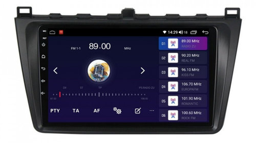 Navigatie dedicata cu Android Mazda 6 2008 - 2013, 4GB RAM, Radio GPS Dual Zone, Display HD IPS 9" Touchscreen, Internet Wi-Fi si slot SIM 4G, Bluetooth, MirrorLink, USB, Waze