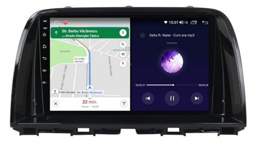 Navigatie dedicata cu Android Mazda CX-5 2011 - 2017, 4GB RAM, Radio GPS Dual Zone, Display HD IPS 9" Touchscreen, Internet Wi-Fi si slot SIM 4G, Bluetooth, MirrorLink, USB, Waze