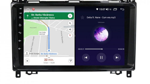 Navigatie dedicata cu Android Mercedes A-Class W169 2004 - 2012, 4GB RAM, Radio GPS Dual Zone, Display HD IPS 9" Touchscreen, Internet Wi-Fi si slot SIM 4G, Bluetooth, MirrorLink, USB, Waze