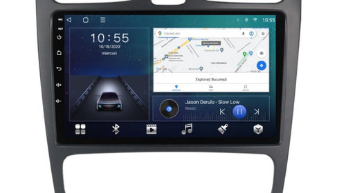 Navigatie dedicata cu Android Mercedes C-Class W203 2000 - 2004, 3GB RAM, Radio GPS Dual Zone, Display HD IPS 9" Touchscreen, Internet Wi-Fi si slot SIM 4G, Bluetooth, MirrorLink, USB, Waze
