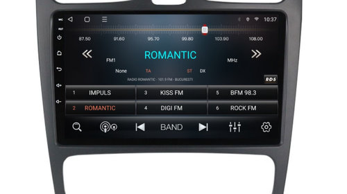Navigatie dedicata cu Android Mercedes C-Class W203 2000 - 2004, 2GB RAM, Radio GPS Dual Zone, Display HD IPS 9" Touchscreen, Internet Wi-Fi si slot SIM 4G, Bluetooth, MirrorLink, USB, Waze