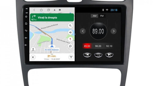 Navigatie dedicata cu Android Mercedes C-Class W203 2000 - 2004, 1GB RAM, Radio GPS Dual Zone, Display HD IPS 9" Touchscreen, Internet Wi-Fi, Bluetooth, MirrorLink, USB, Waze