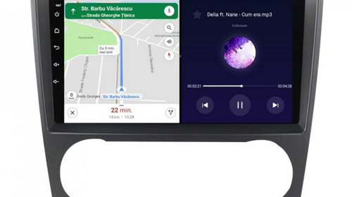 Navigatie dedicata cu Android Mercedes C-Class W203 2004 - 2007, 8GB RAM, Radio GPS Dual Zone, Display HD IPS 9" Touchscreen, Internet Wi-Fi si slot SIM 4G, Bluetooth, MirrorLink, USB, Waze